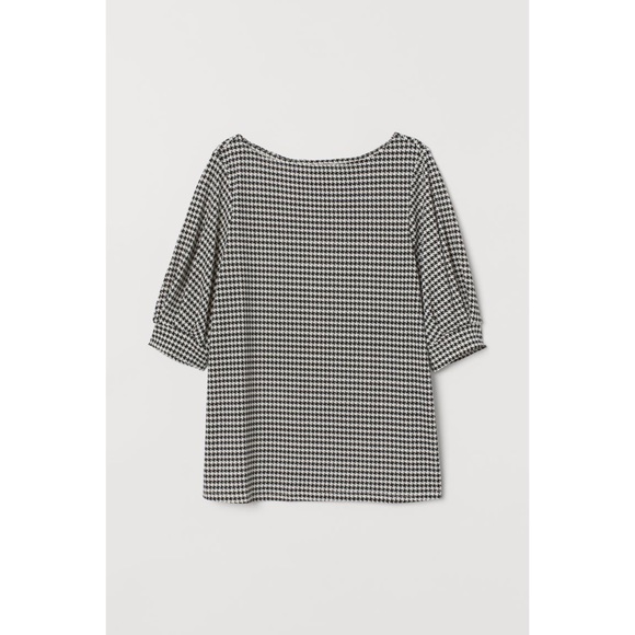White/houndstooth-patterned Crêped Jersey Top - Picture 1 of 2